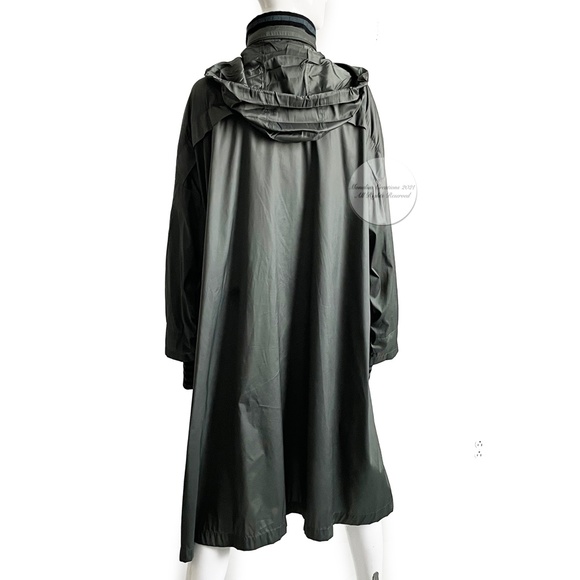 Sonia Rykiel Rain Coat Striped Wool Neck Cuffs HTF - Picture 9 of 14